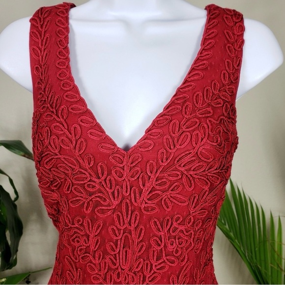 Cachet Red Lace Mermaid Formal Gown Size 4 Vintage Evening Dress Prom Dress - Picture 8 of 15